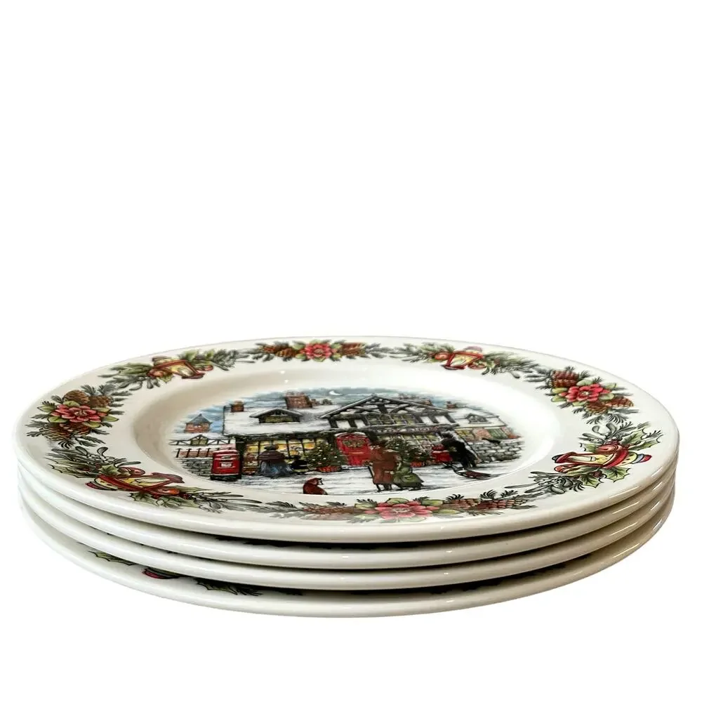 Royal Stafford TOY SHOP Dinner Plate 11in Set of 4 Christmas Holiday New